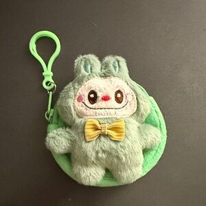 Pop Mart Labubu plush toy keychain. 
Green Plush Character Coin Purse- New